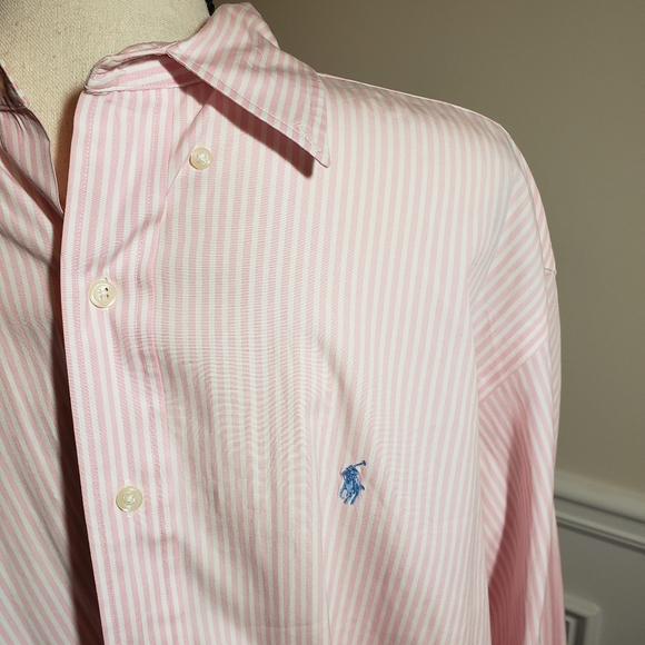 Ralph Lauren pink&white stripe dress shirt size L - Picture 3 of 5